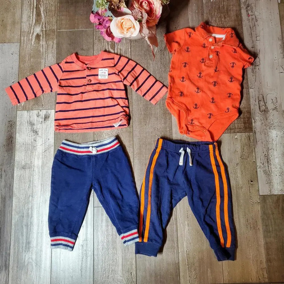 Carter's Baby Boy Size 9m Blue and Orange Casual Athletic Clothing Bundle - Picture 1 of 12